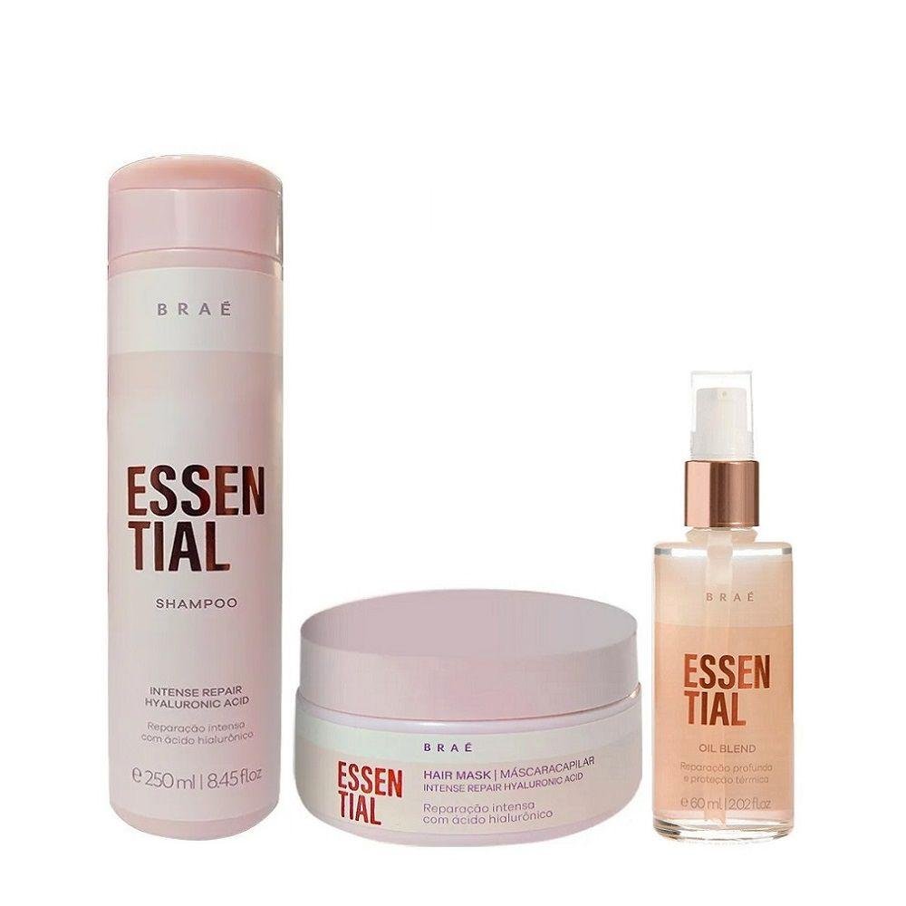 Kit Braé Essential - Shampoo 250ml + Máscara 200g + Óleo 60ml