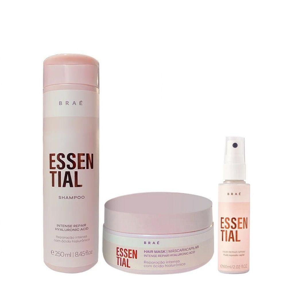 Kit Braé Essential - Shampoo 250ml + Máscara 200g + Fluído 60ml
