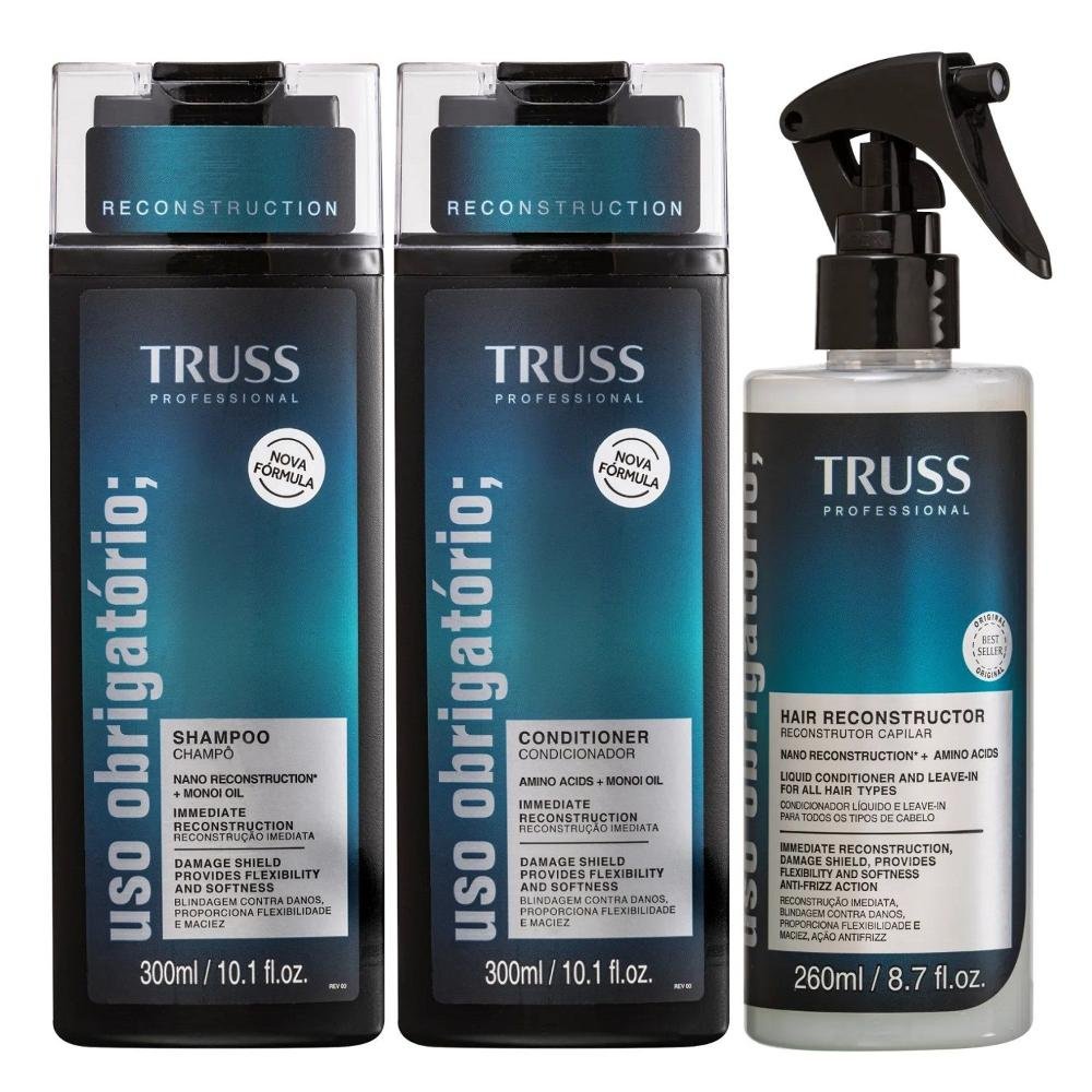 Kit Truss Uso Obrigatório - Shampoo 250ml + Condicionador 250ml + Leave in 260ml