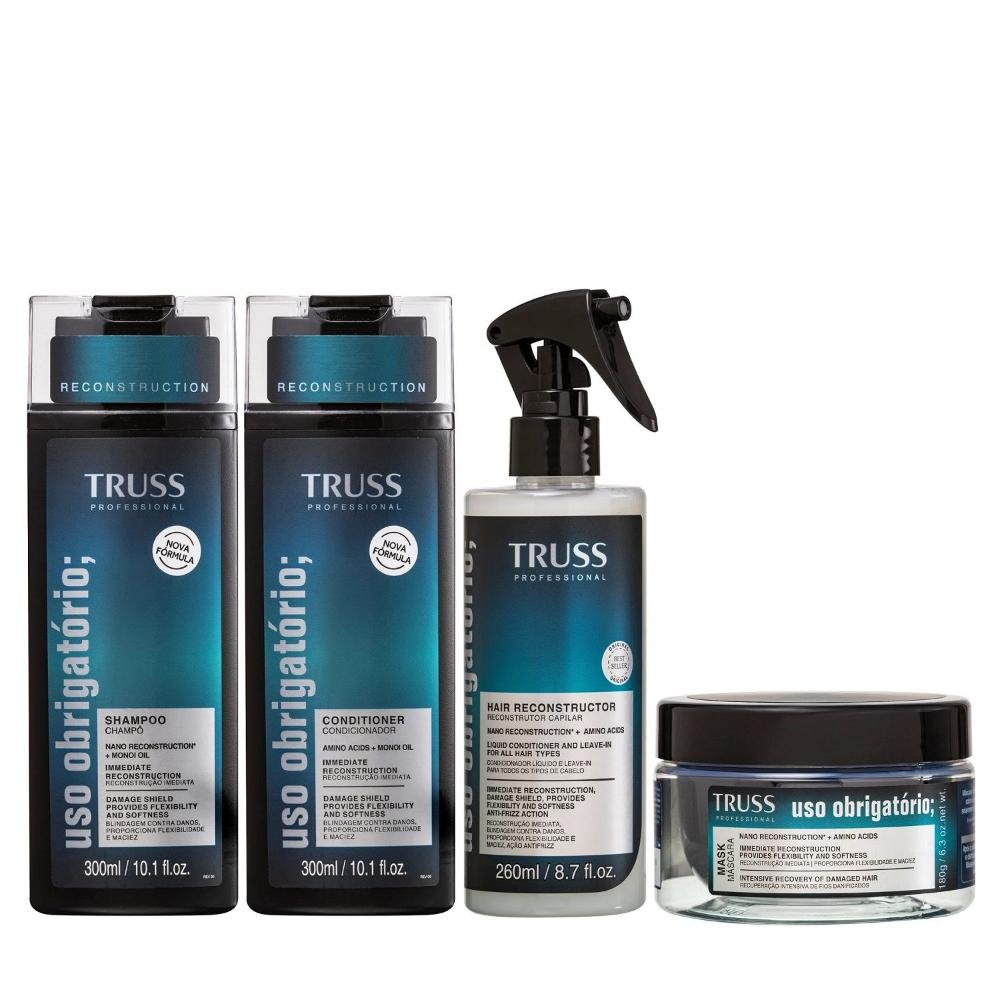 Kit Truss Uso Obrigatório - Shampoo 250ml + Condicionador 250ml + Máscara 180g + Leave in 260ml