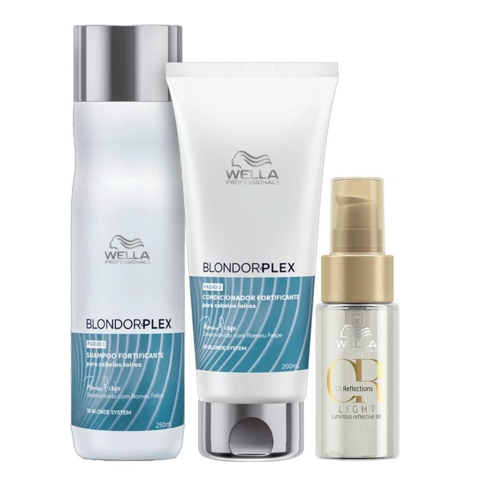 Kit Wella Professionals BlondorPlex + Oil Reflections Light - Nutrição Extrema (3 Produtos)