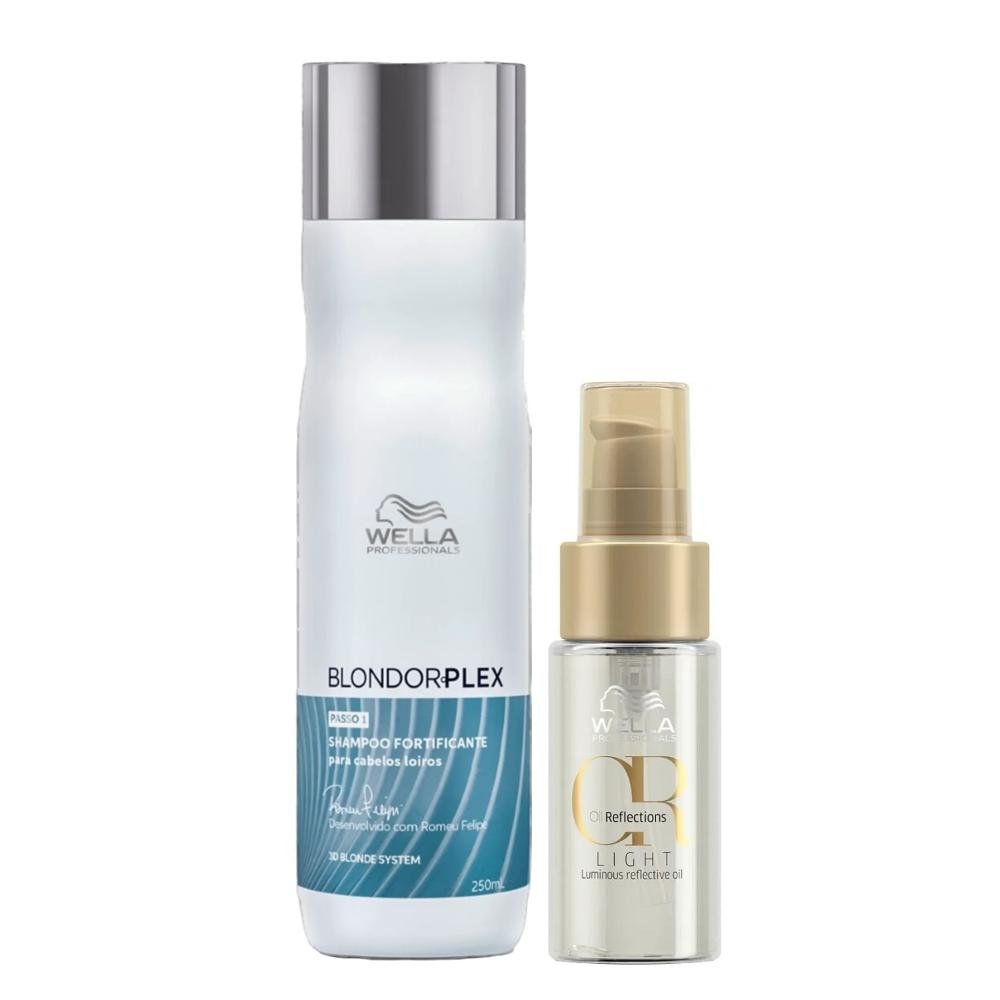 Kit Wella Professionals BlondorPlex Shampoo 250ml + Oil Reflections Light 30ml