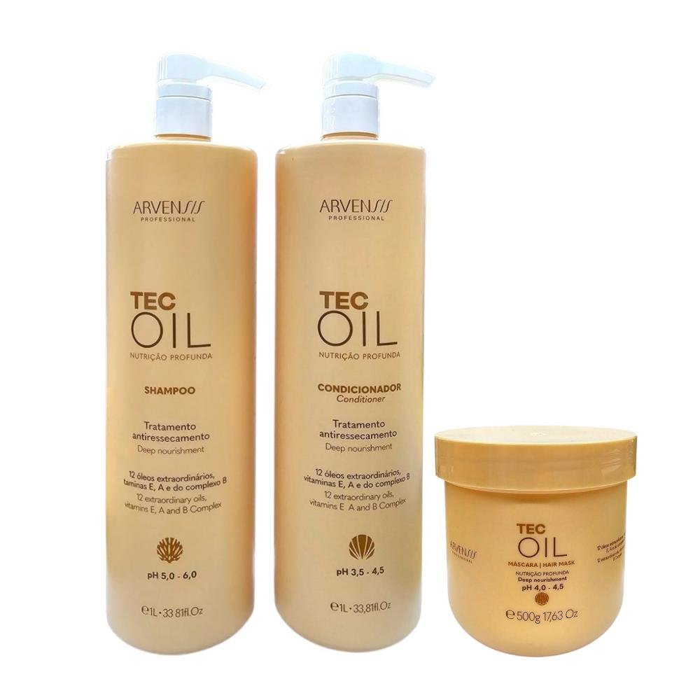Arvensis Tec Oil - Shampoo 1L + Condicionador 1L +  Máscara 500g