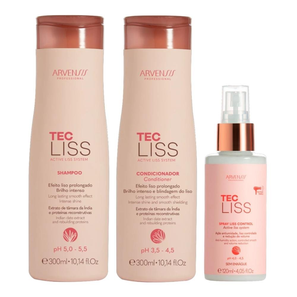 Kit Arvensis Tec Liss - Shampoo + Condicionador + Finalizador