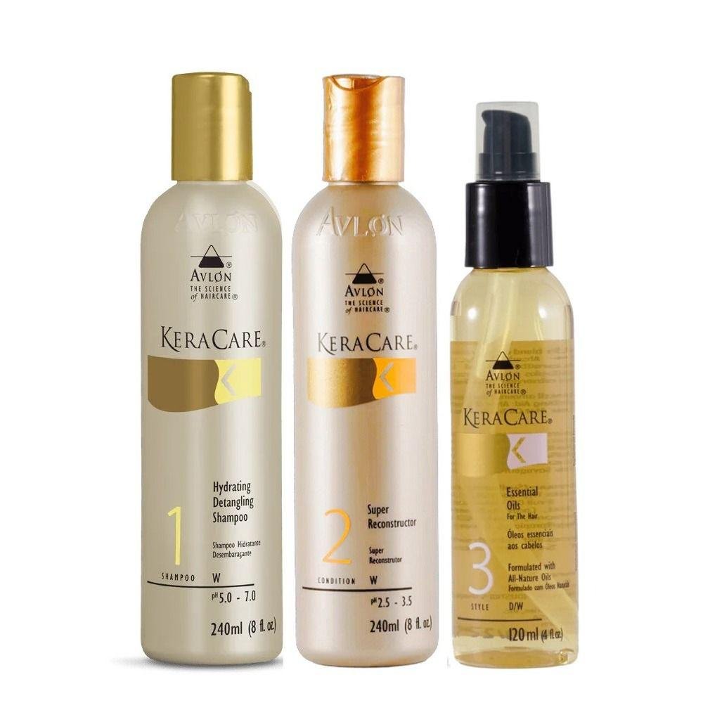 Kit Avlon KeraCare - Shampoo Hydrating 240ml + Super Reconstrutor 240ml + Óleo Essencial 120ml