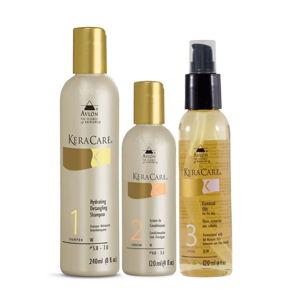 Kit Avlon KeraCare - Shampoo Hydrating 240ml + Leave-in 120ml + Óleo Essencial 120ml