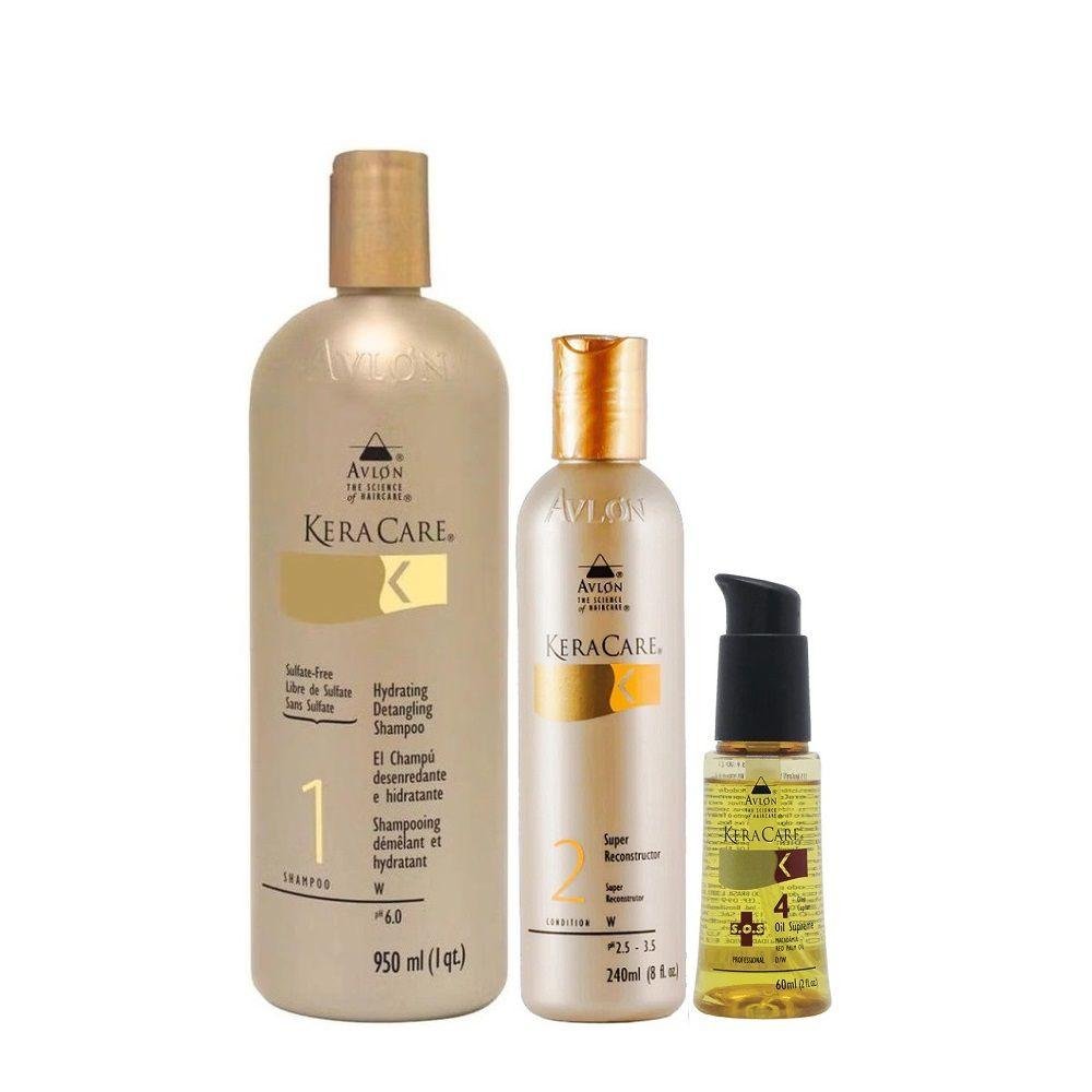 Kit Avlon KeraCare - Shampoo Hydrating 950ml + Super Reconstrutor 240ml + Silken Seal 60ml