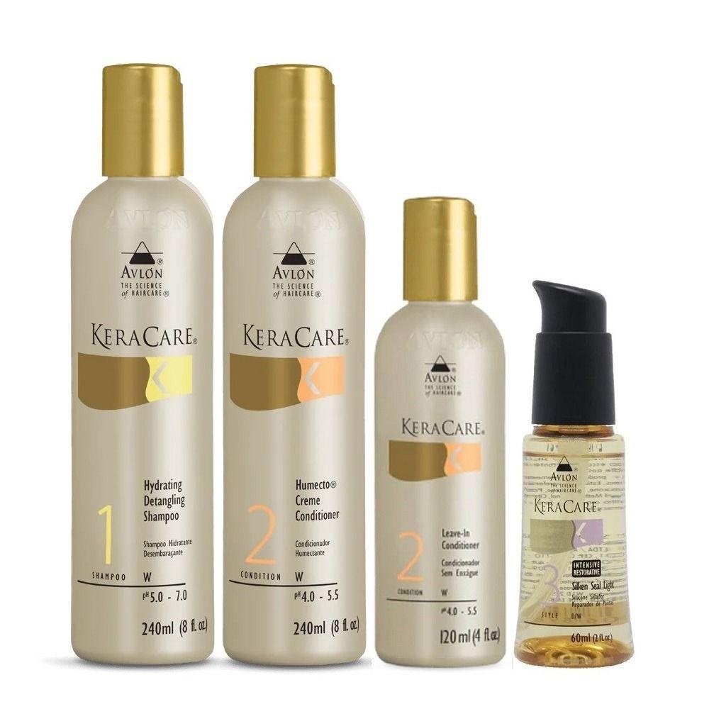 Kit Avlon KeraCare - Shampoo Hydrating 240ml + Condicionador Humecto 240ml + Leave-in 120ml + Silken Seal 60ml