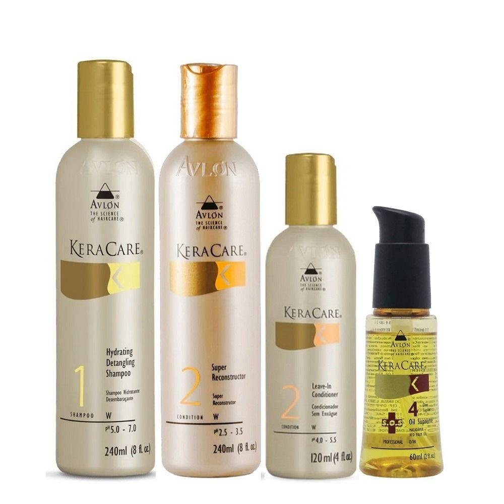 Kit Avlon KeraCare - Shampoo Hydrating 240ml + Super Reconstrutor 240ml + Leave-in 120ml + Oil Supreme S.O.S 60ml