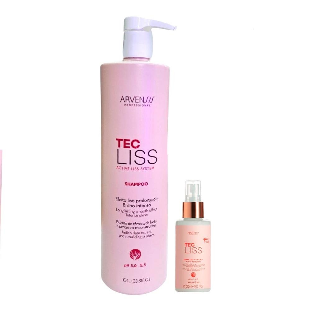 Kit Arvensis Tec Liss - Shampoo 1L + Spray Finalizador 120ml