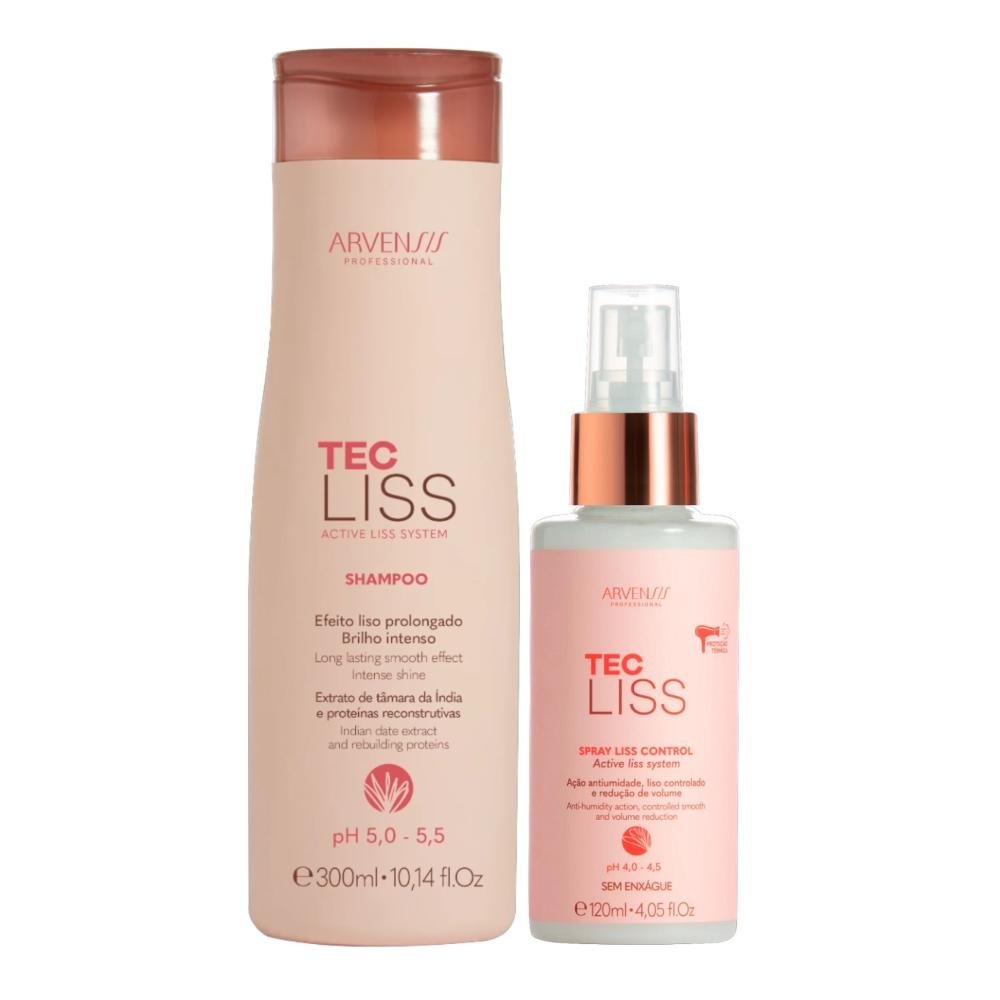 Kit Arvensis Tec Liss - Shampoo 300ml + Spray Finalizador 120ml