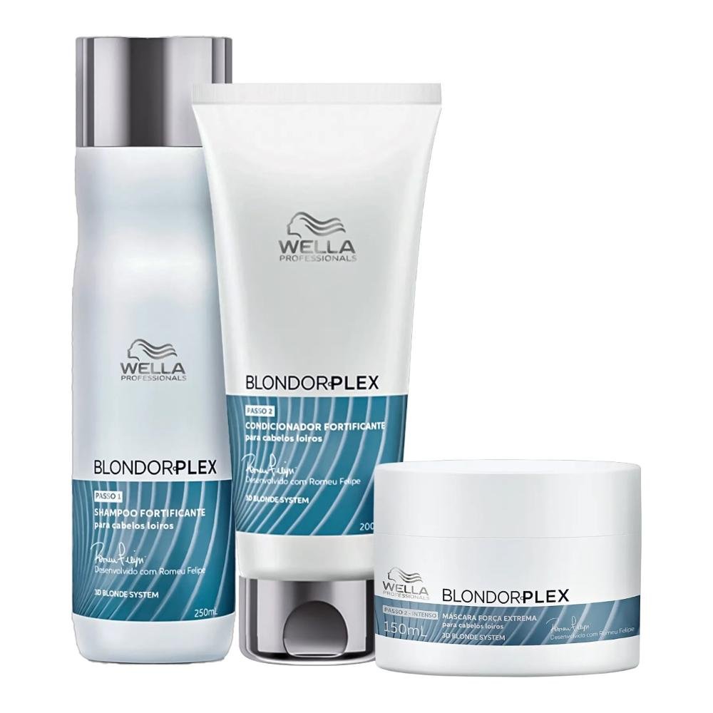 Kit Wella Professionals BlondorPlex - Shampoo 250ml + Condicionador 250ml + Máscara 150ml