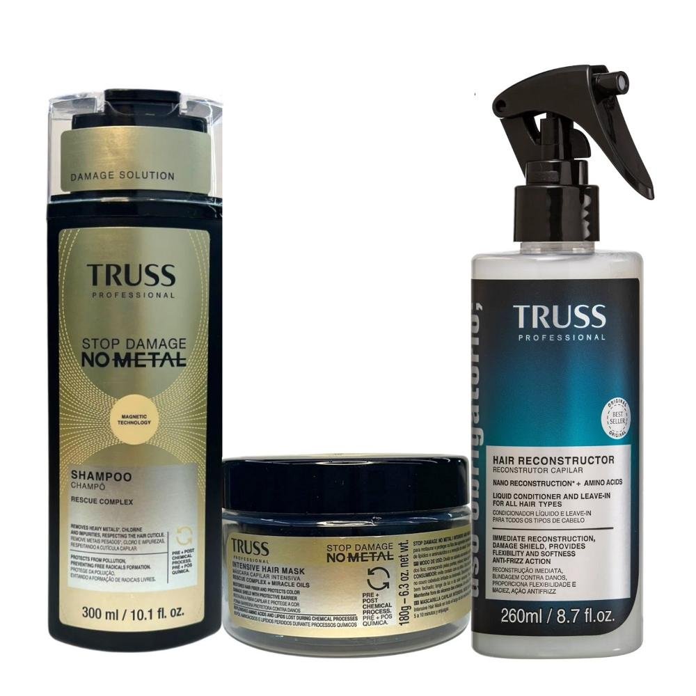 Kit Truss Stop Damage No Metal - Shampoo 300ml + Máscara 180g + Uso Obrigatório 260ml