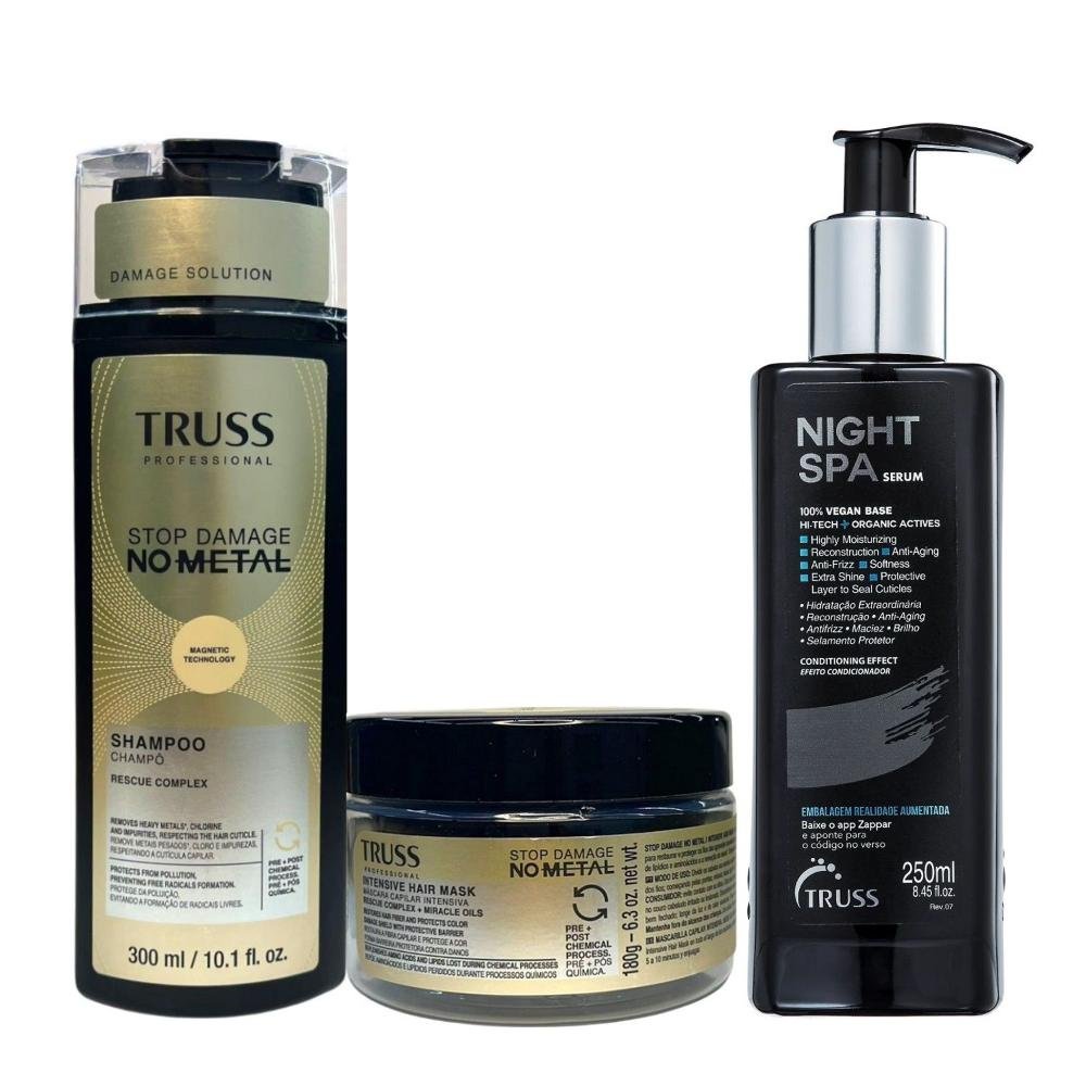 Kit Truss No Metal - Shampoo 300ml + Máscara 180g + Night SPA 250ml