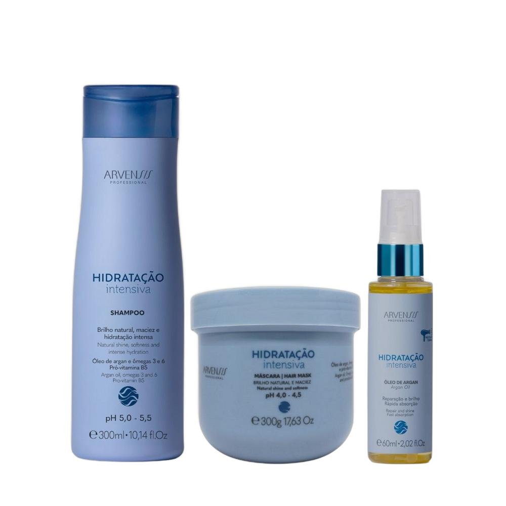 Kit Arvensis Hidratação Intensiva - Shampoo 300ml + Máscara 300ml + Óleo 60ml