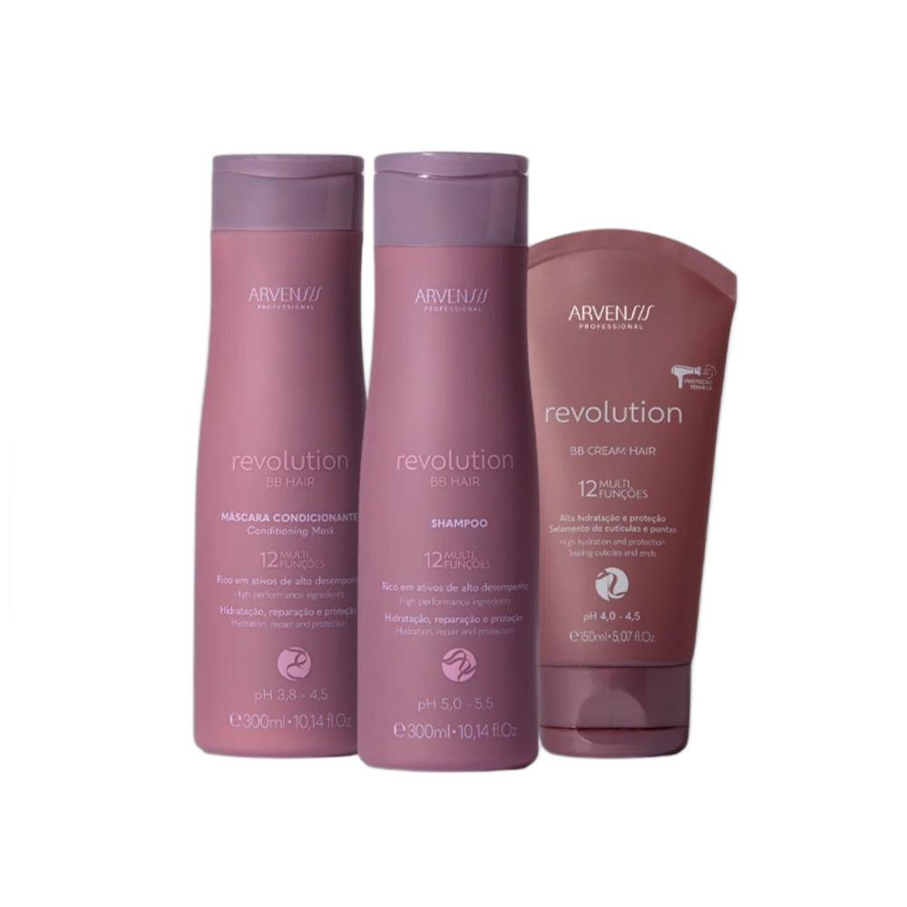 Kit Arvensis BB Hair Revolution - Shampoo 300ml + Máscara Condicionante 300ml + Leave-in 150ml
