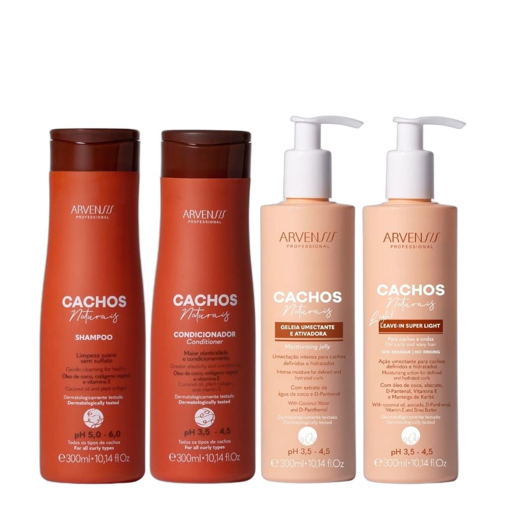 Kit Arvensis Cachos Naturais - Shampoo & Condicionador + Geleia Light & Leave-In Light 300ml
