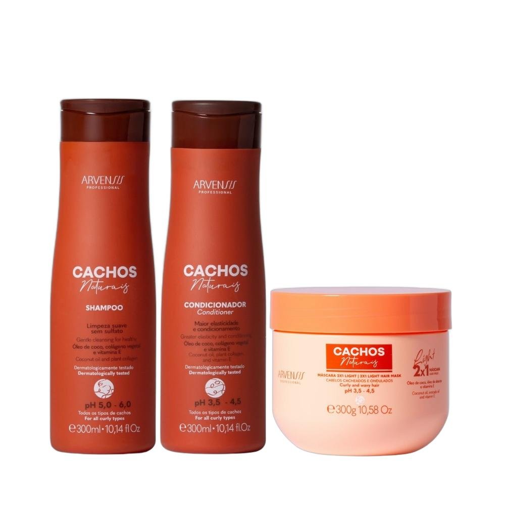 Kit Arvensis Cachos Naturais - Shampoo & Condicionador 300ml + Máscara Light 2x1 300g