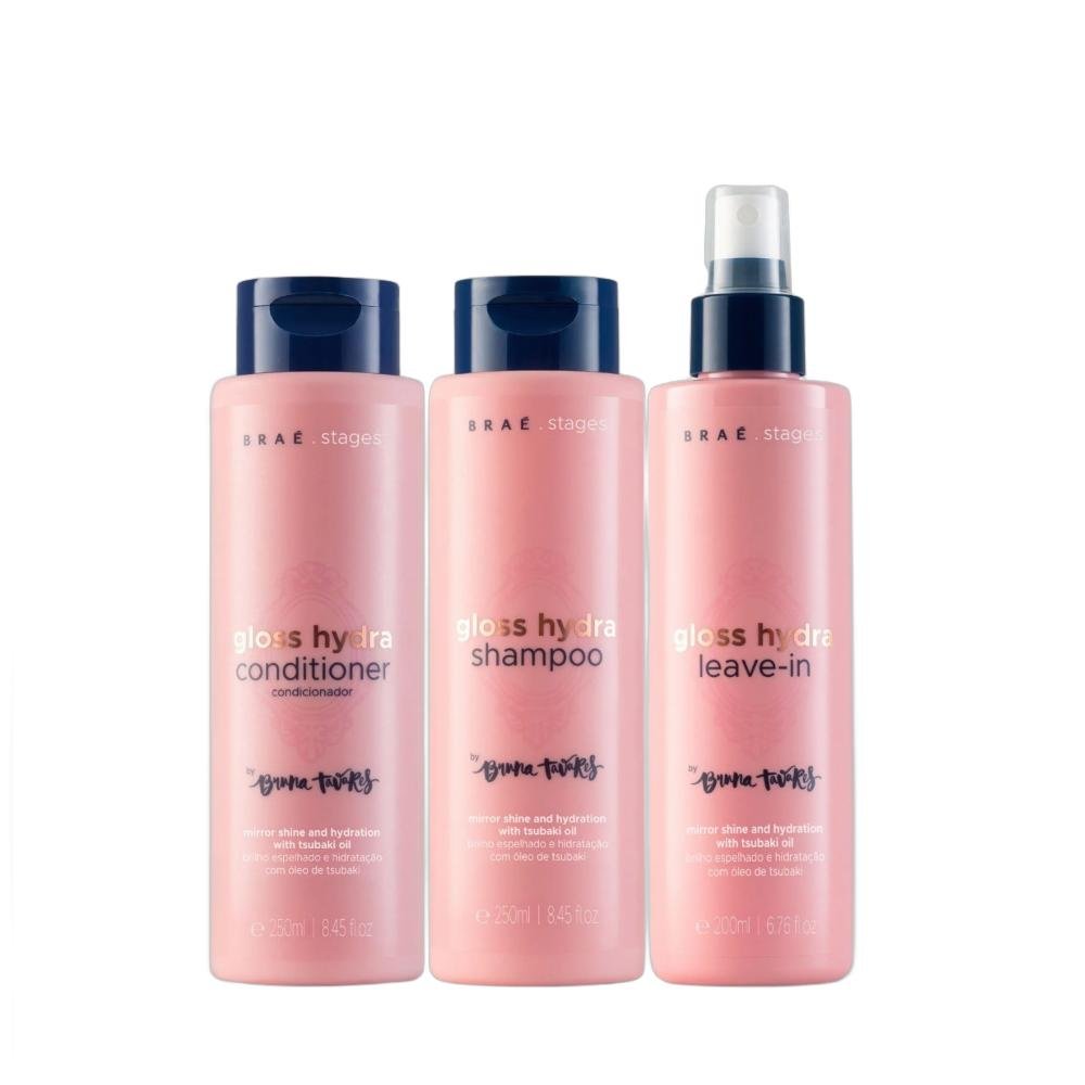 Kit Braé Stages by Bruna Tavares Gloss Hydra - Shampoo + Condicionador 250ml + Leave-In 200ml