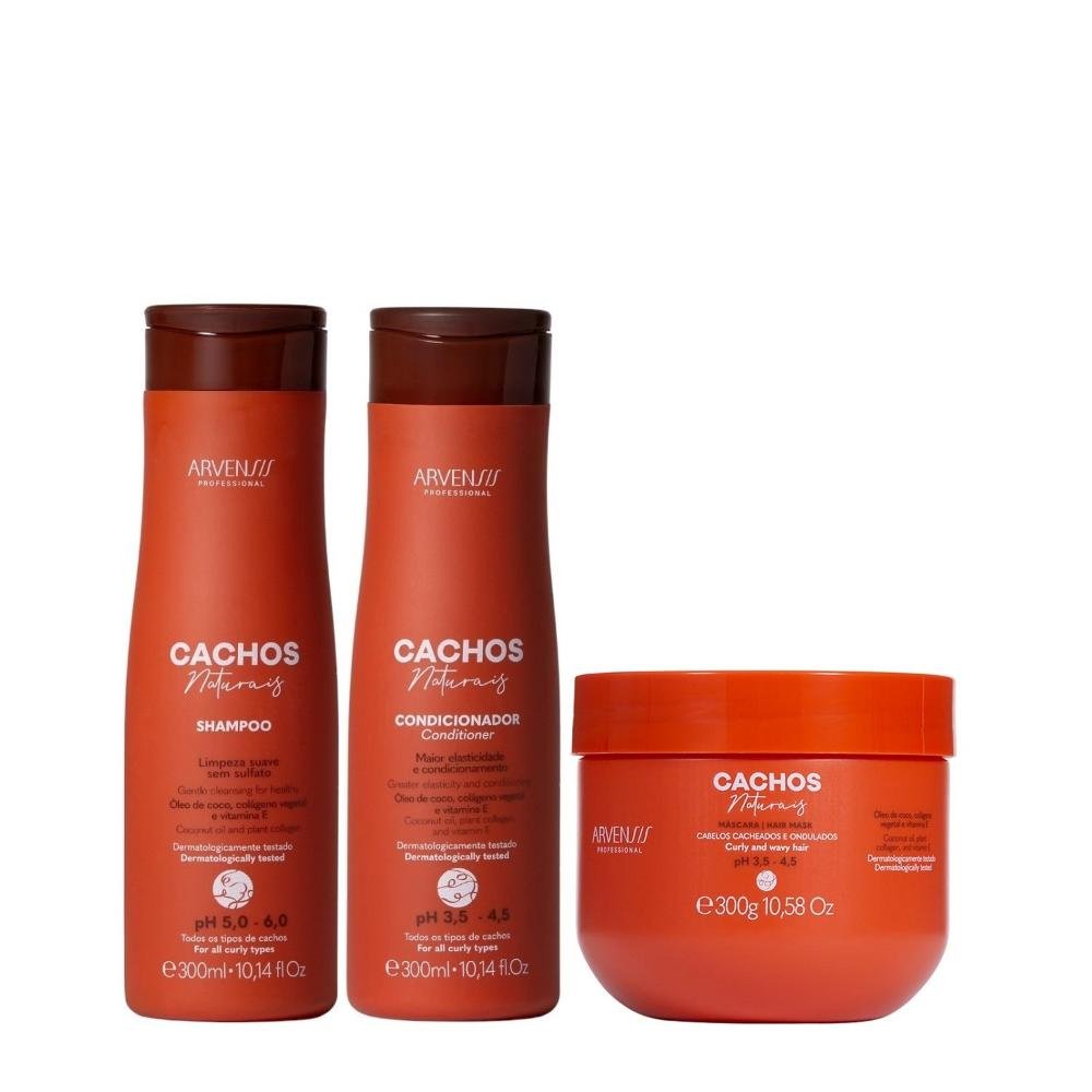 Kit Arvensis Professional Cachos Naturais - Shampoo & Condicionador 300ml + Máscara 300g