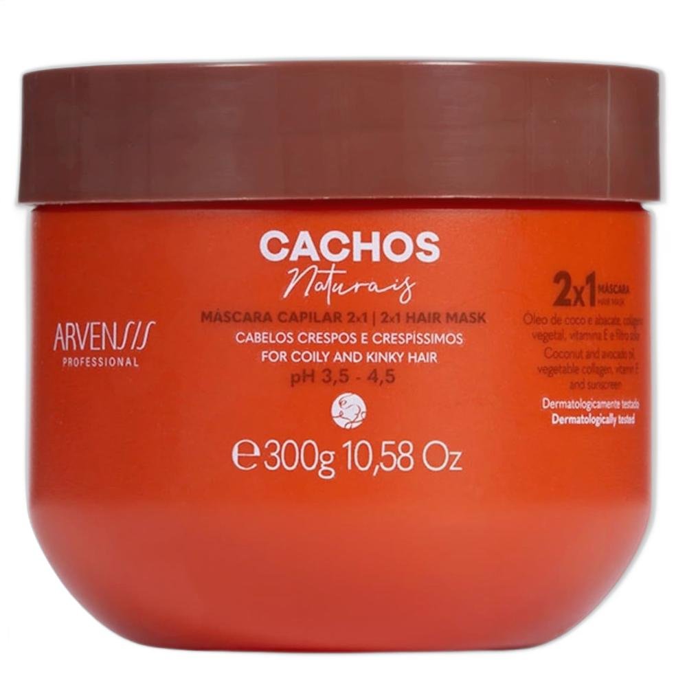 Kit Arvensis Professional Cachos Naturais - Shampoo 300ml + Day After 250ml + Máscara 2x1 300g ÚNICO 4