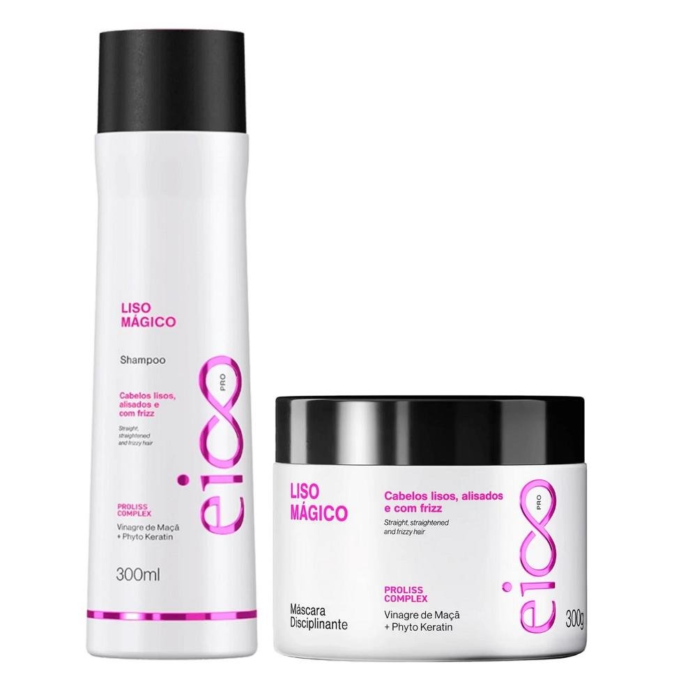 Kit Eico Pro Liso Mágico - Shampoo 300ml e Máscara 300g ÚNICO 2