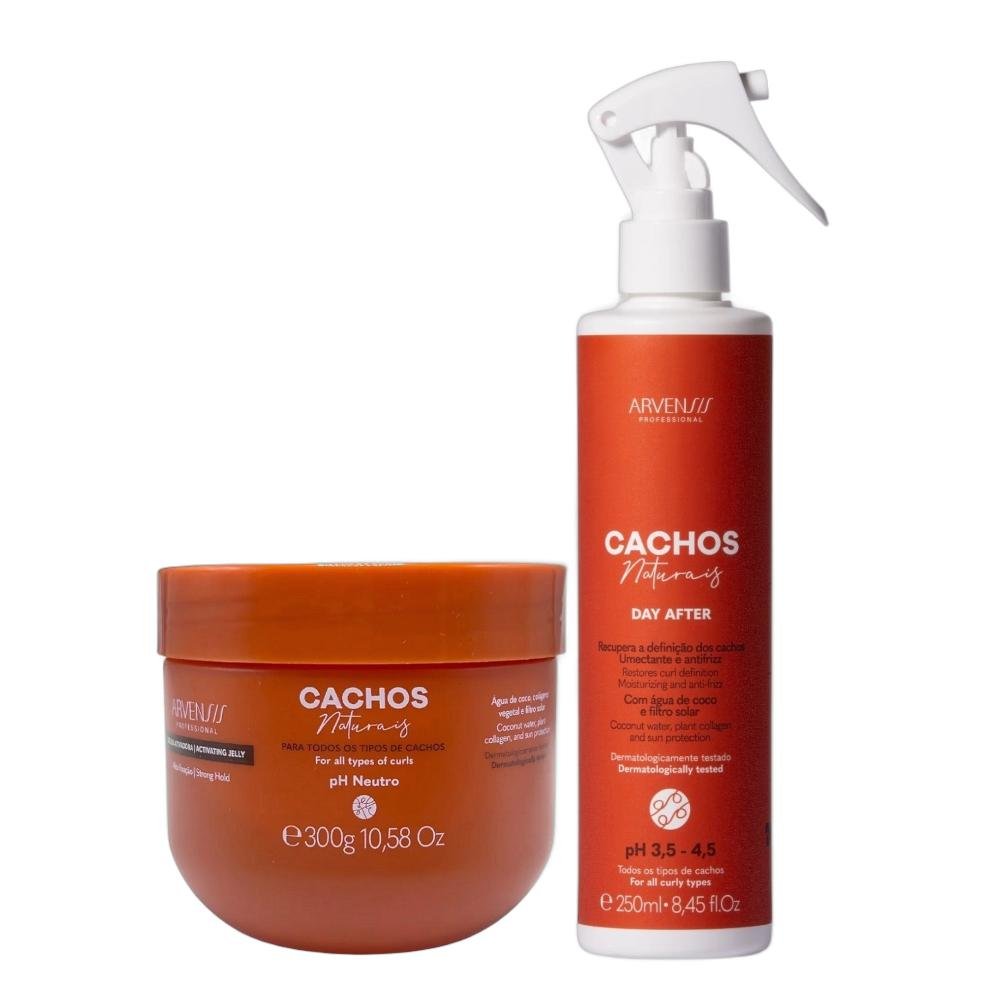 Kit Arvensis Professional Cachos Naturais - Day After 250ml + Geleia Ativadora Alta Fixação 300g