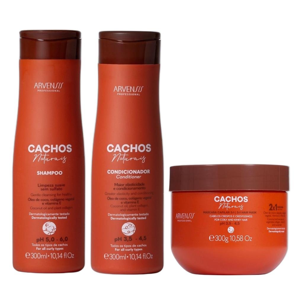Kit Arvensis Professional Cachos Naturais - Shampoo & Condicionador 300ml + Máscara 2x1 300g