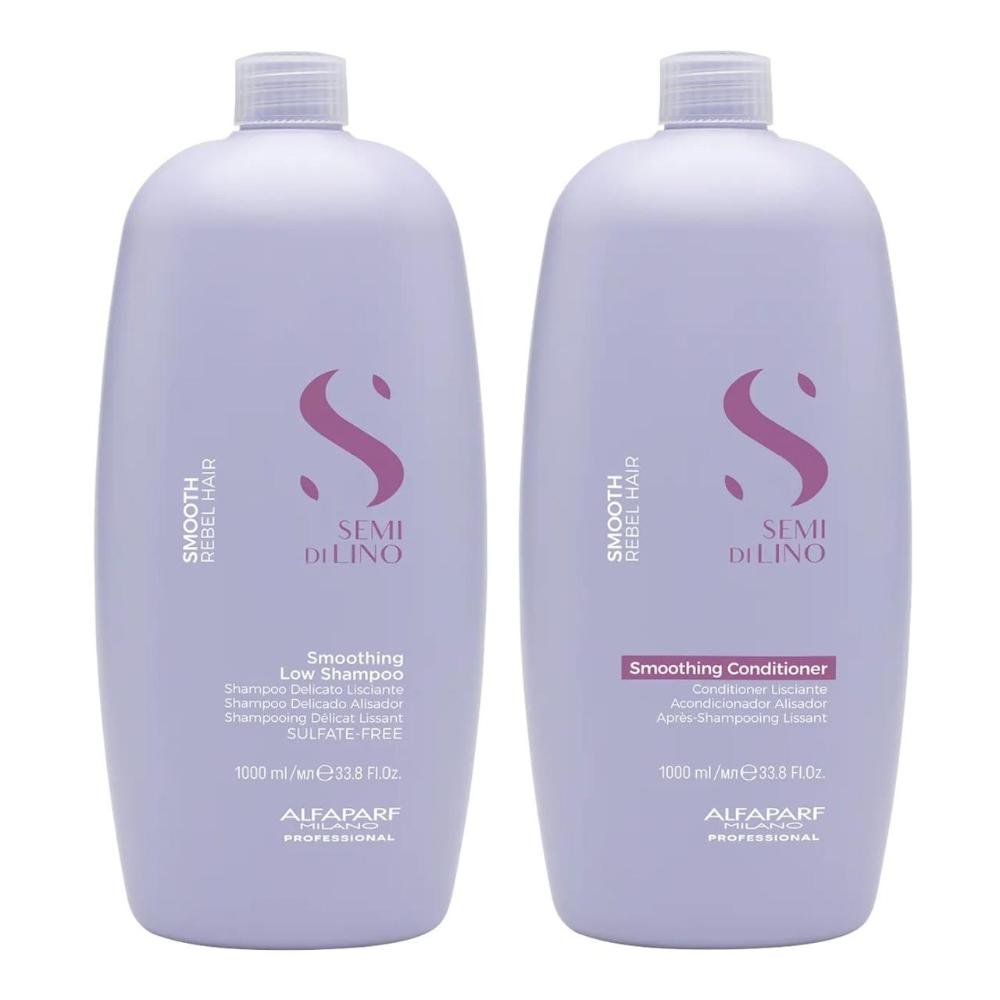 Kit Alfaparf Professional Semi Di Lino Smooth Smoothing - Shampoo & Condicionador 1 Litro