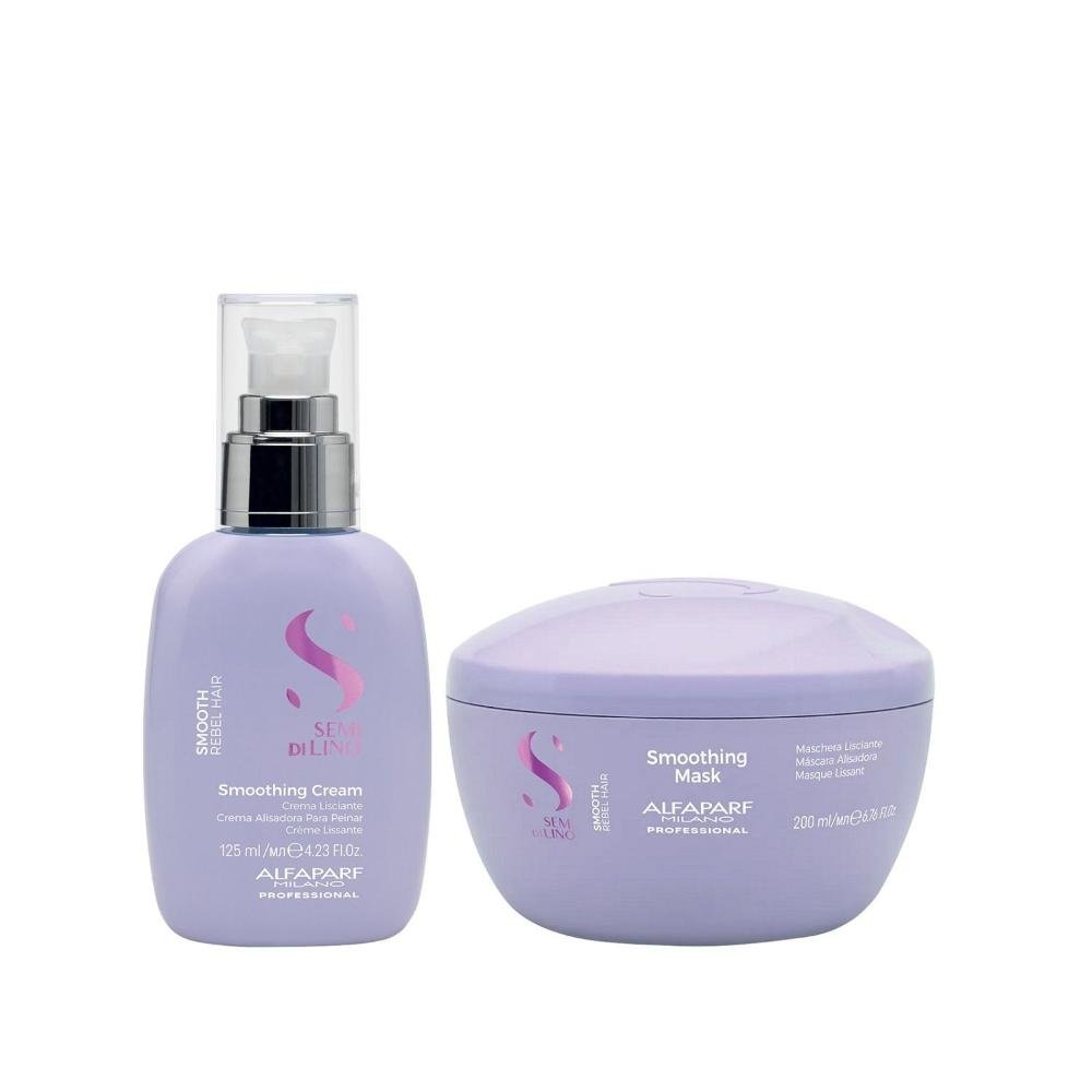 Kit Alfaparf Professional Semi Di Lino Smooth Smoothing - Máscara 200ml + Cream Leave-In 125ml
