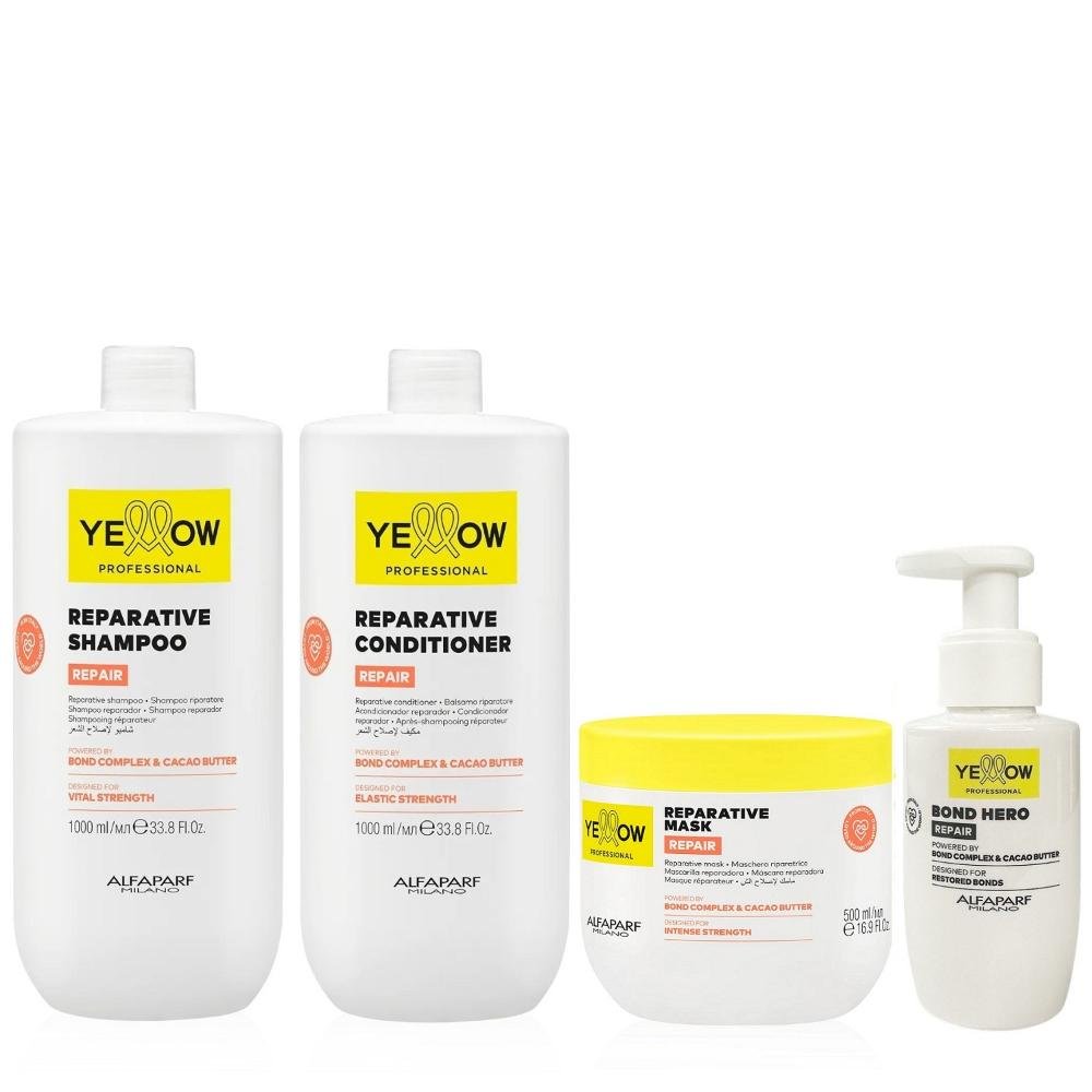 Kit Yellow Repair Tratamento Reparador - Shampoo & Condicionador 1L + Máscara 500ml + Bond Hero 100ml