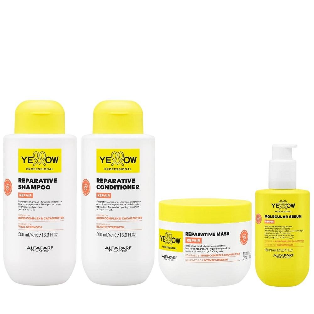 Kit Yellow Repair Tratamento Reparador - Shampoo & Condicionador 500ml + Máscara 300ml + Sérum Capilar 150ml
