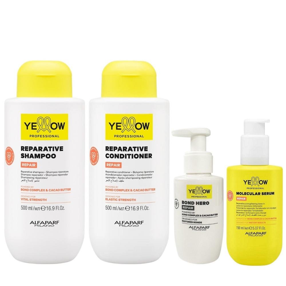 Kit Yellow Repair Tratamento Reparador - Shampoo & Condicionador 500ml + Sérum Capilar 150ml + Bond Hero 100ml
