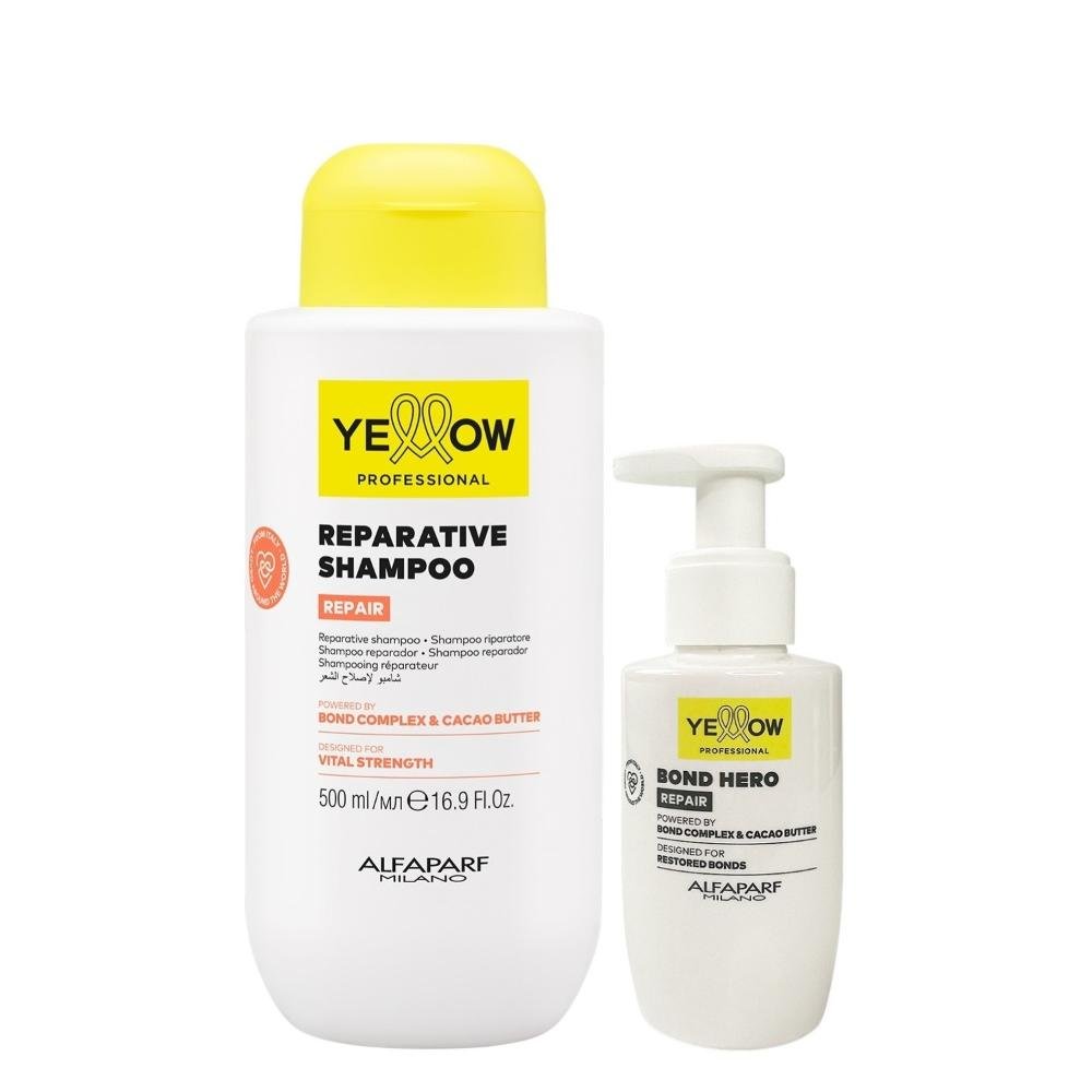 Kit Yellow Repair Tratamento Reparador - Shampoo 500ml + Bond Hero 100ml