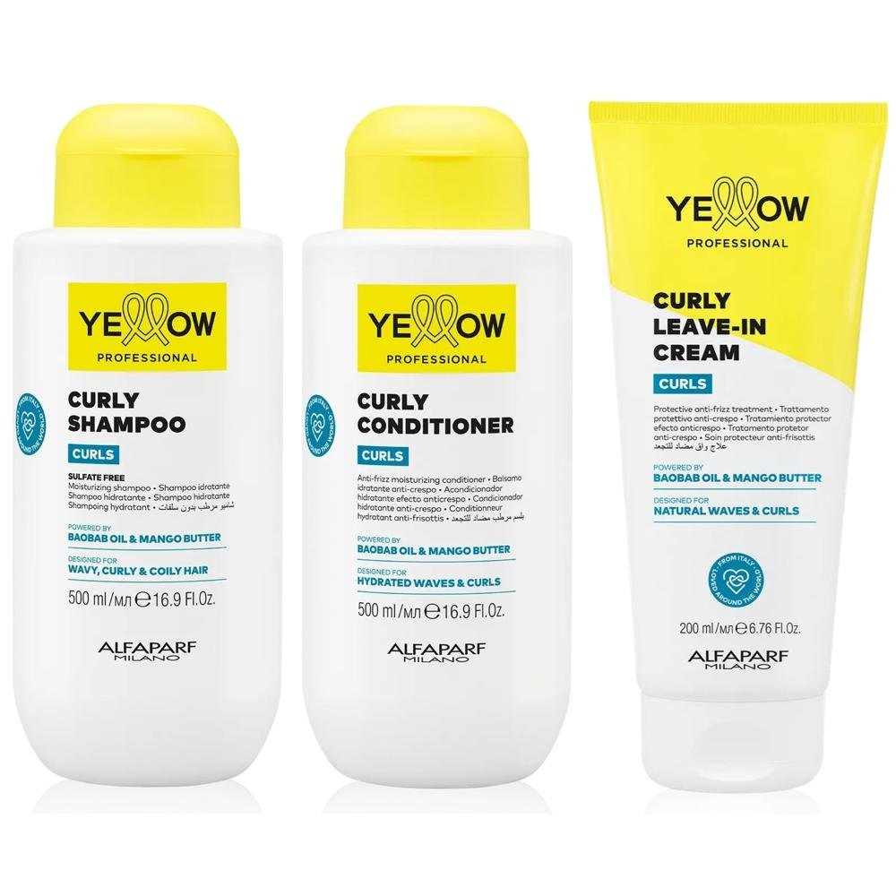 Kit Yellow Curls - Shampoo & Condicionador 500ml + Leave-In Cream 200ml