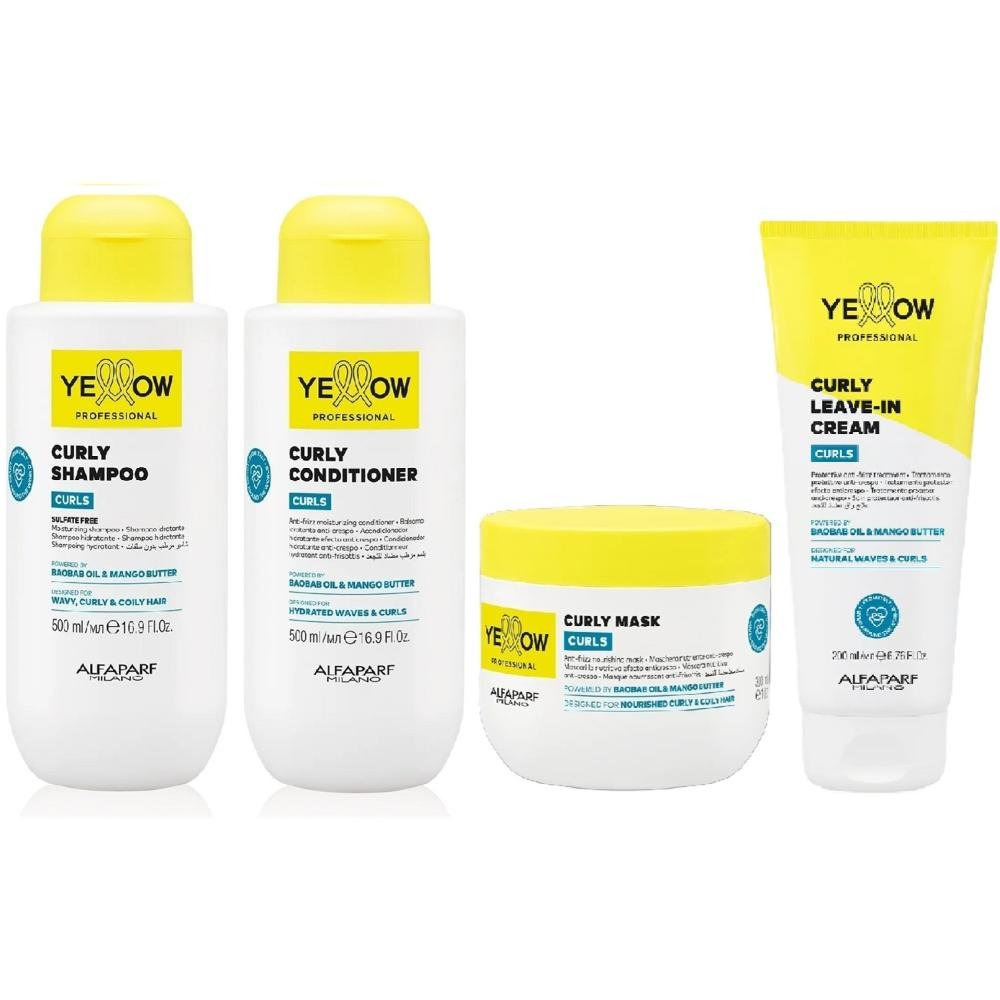 Kit Yellow Curls - Shampoo & Condicionador 500ml + Máscara 300ml + Leave-In Cream 200ml ÚNICO 1