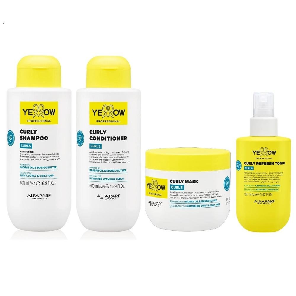 Kit Yellow Curls - Shampoo & Condicionador 500ml + Máscara 300ml + Refresh Tonic 150ml