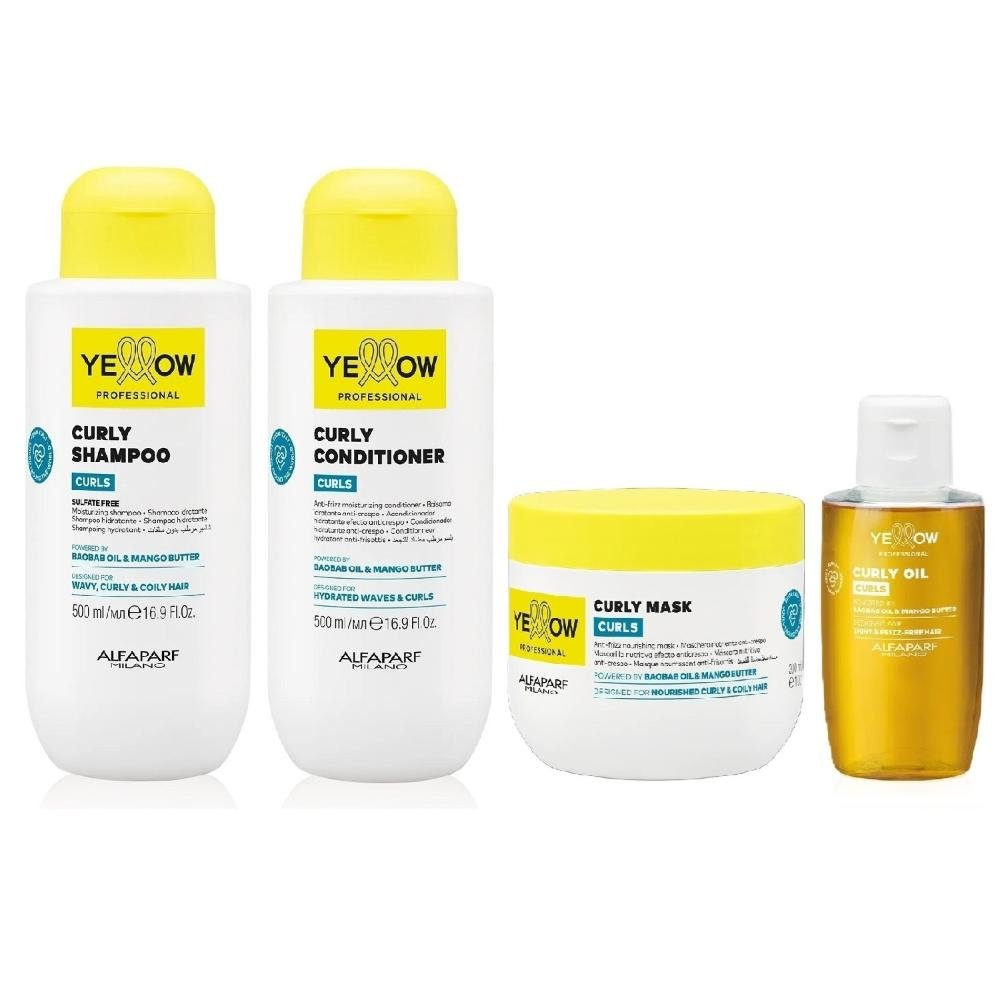 Kit Yellow Curls - Shampoo & Condicionador 500ml + Máscara 300ml + Óleo 100ml ÚNICO 1