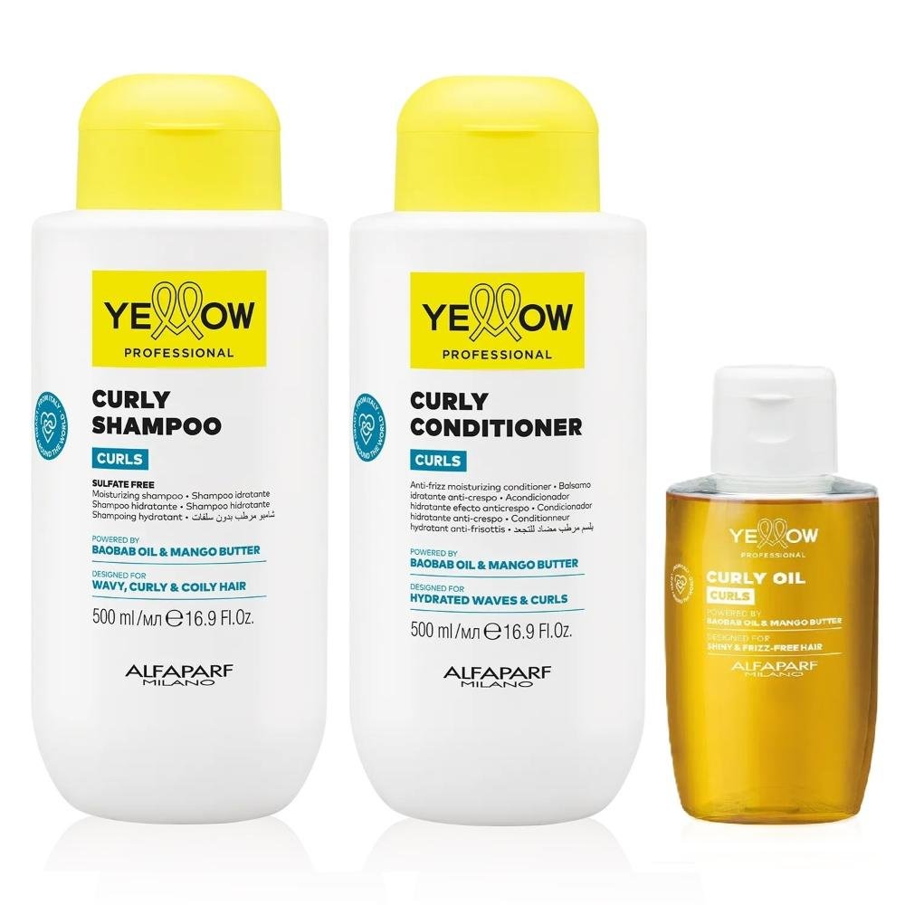 Kit Yellow Curls - Shampoo & Condicionador 500ml + Óleo 100ml