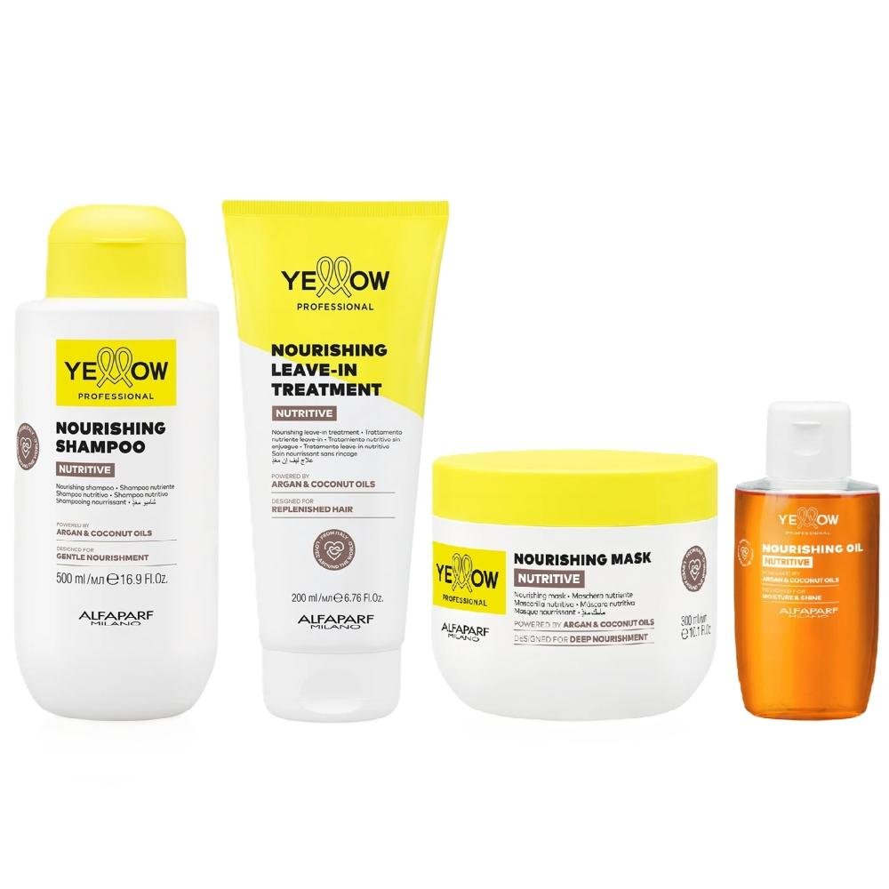 Kit Yellow Nutritive Tratamento Nutritivo - Shampoo 500ml  + Máscara 300ml + Leave-In 200ml + Óleo Capilar 100ml