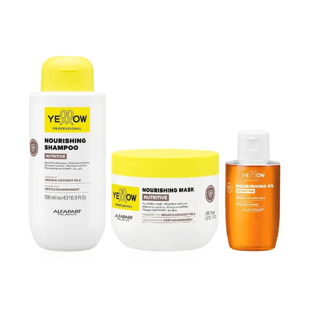 Kit Yellow Nutritive Tratamento Nutritivo - Shampoo 500ml + Máscara 300ml + Óleo Capilar 100ml