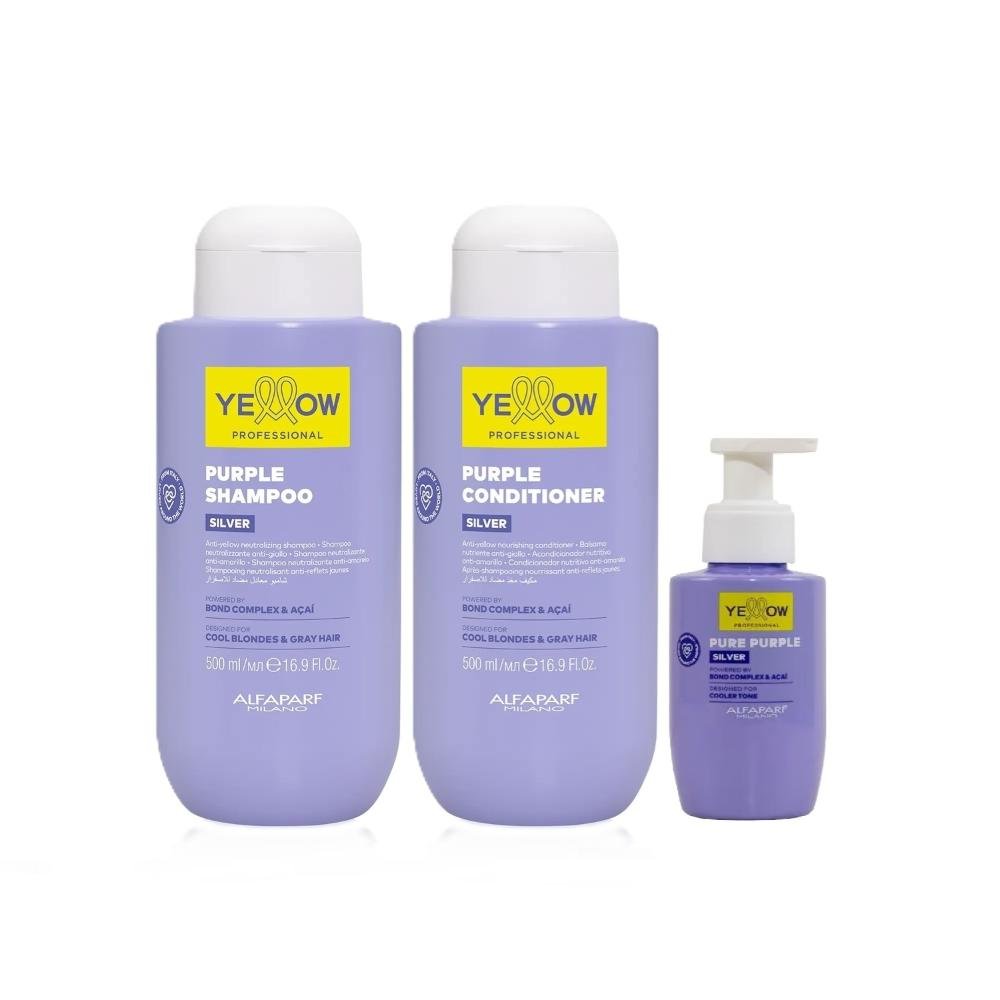 Kit Yellow Purple Silver - Shampoo & Condicionador 500ml + Pure Sérum 100ml