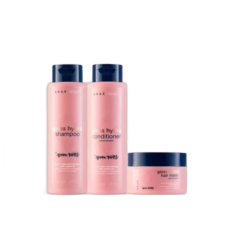 Kit Braé Stages by Bruna Tavares Gloss Hydra - Shampoo & Condicionador 250ml + Máscara 200g ÚNICO 1