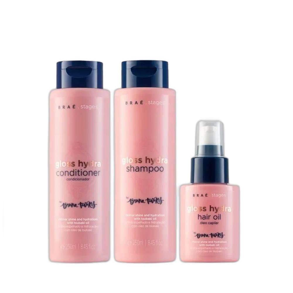 Kit Braé Stages by Bruna Tavares Gloss Hydra - Shampoo & Condicionador 250ml + Óleo 60ml