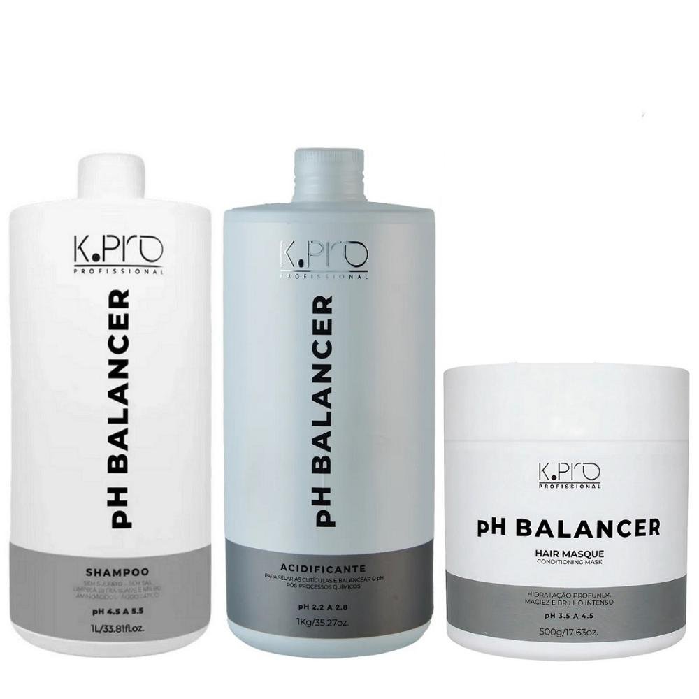 Kit K.Pro pH Balancer - Shampoo 1 Litro + Acidificante 1 Litro + Máscara 500gr ÚNICO 1