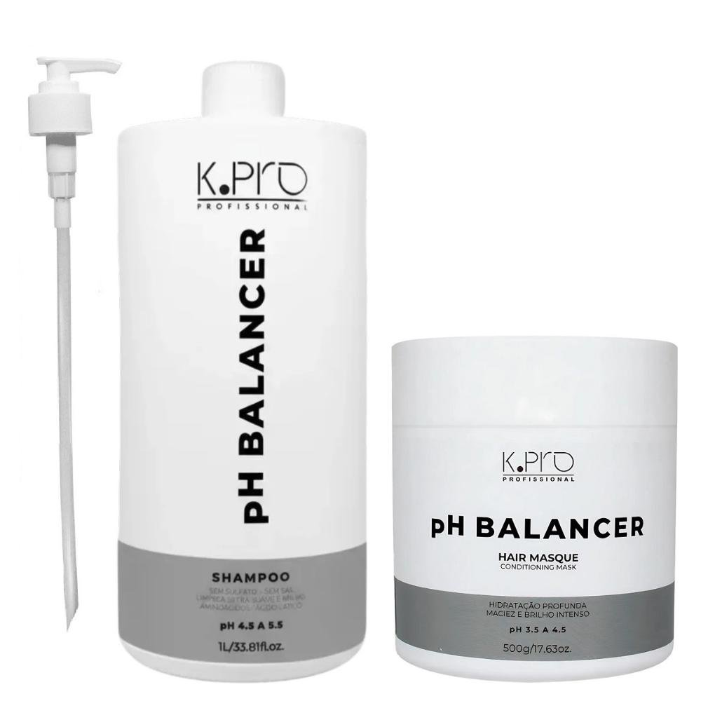 Kit K.Pro pH Balancer - Shampoo 1 Litro + Máscara 500gr + Válvula Pump