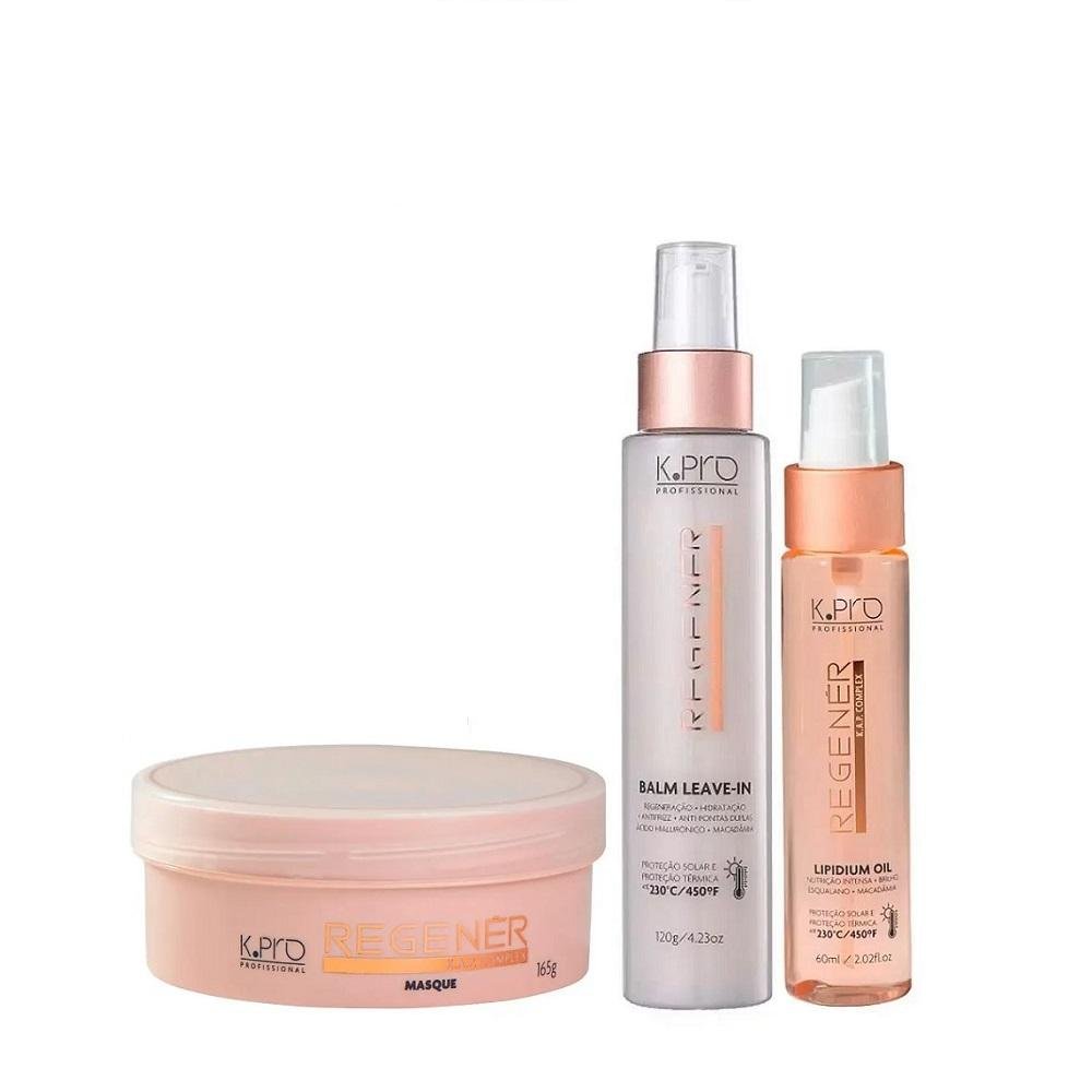 Kit K.Pro Regenér - Máscara 165g + Leave-In Balm 120ml + Lipidium Oil 60ml