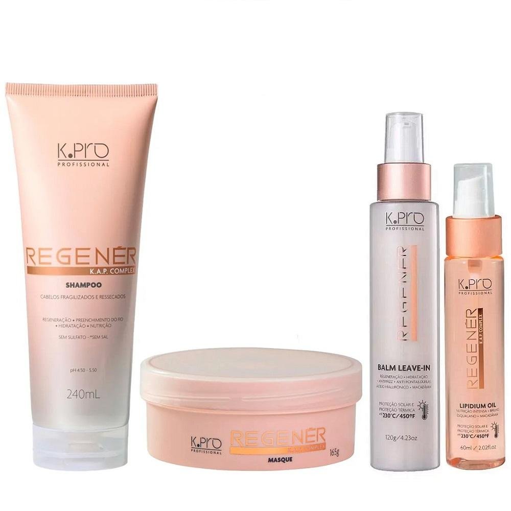 Kit K.Pro Regenér - Shampoo + Máscara + Leave-In Balm + Óleo