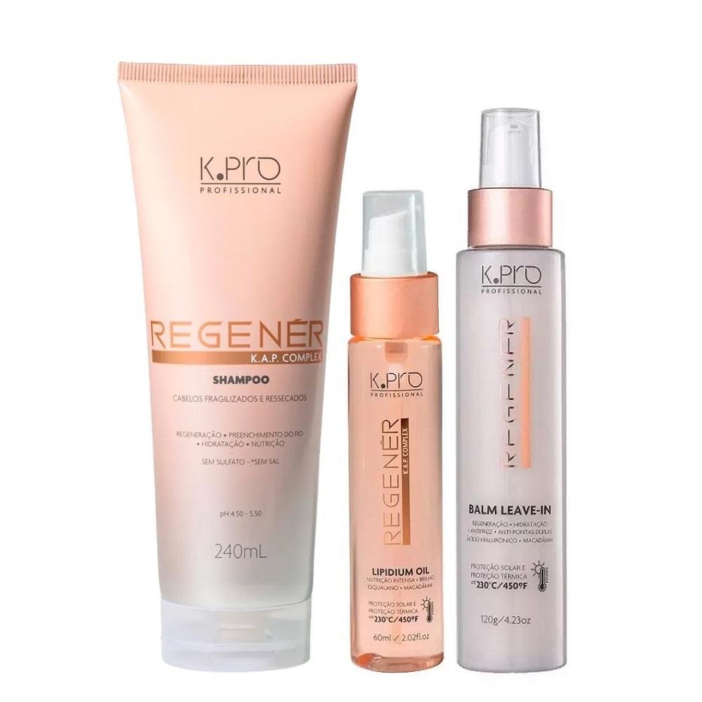 Kit K.Pro Regenér - Shampoo 240ml + Leave-In Balm 120ml + Lipidium Oil 60ml