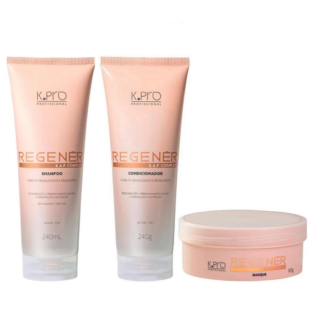 Kit K.Pro Regenér - Shampoo 240ml + Condicionador 240ml + Máscara 165g ÚNICO 1